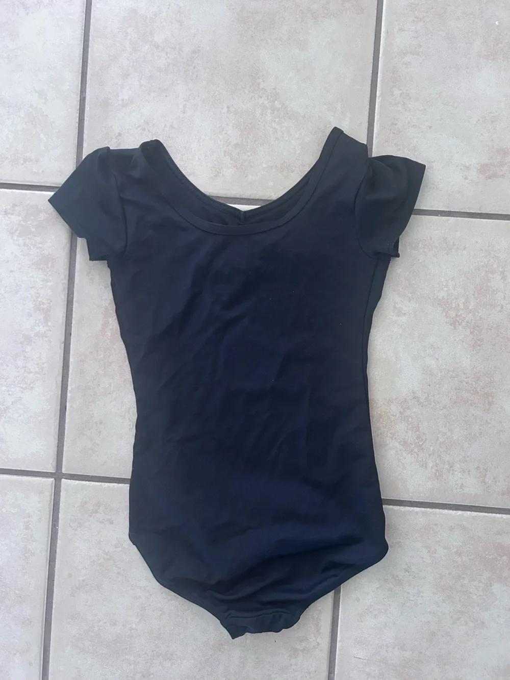 Danskin Now Black Short Sleeve Scoop Neck Dance Leotard